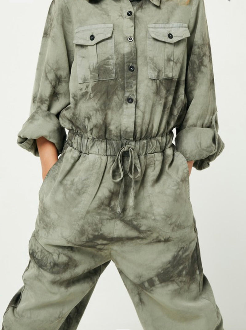 Olive Tie-Die Jumpsuit